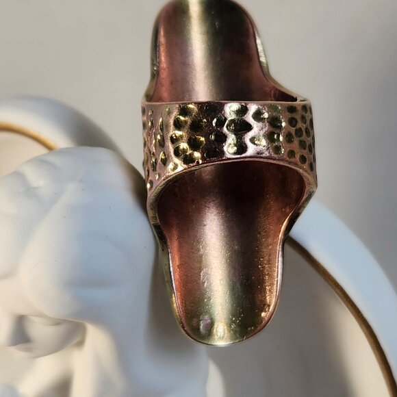 Brass "Antique" Chunky Art Deco Style Ring - Picture 4 of 15